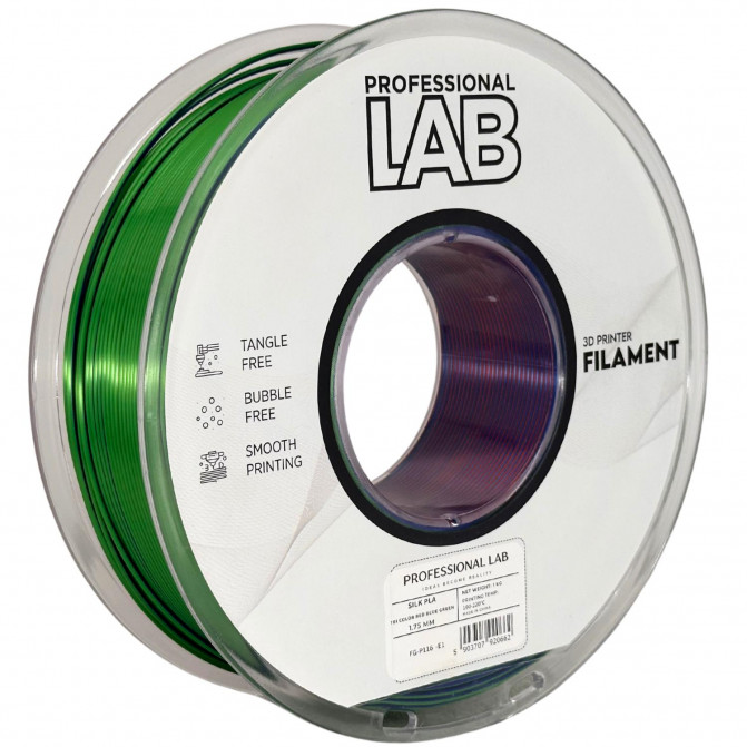 Нить для 3D-принтера ProfLab Silk FG-P116-E1, PLA, Red-Blue-Green, 1.75 мм, 1кг