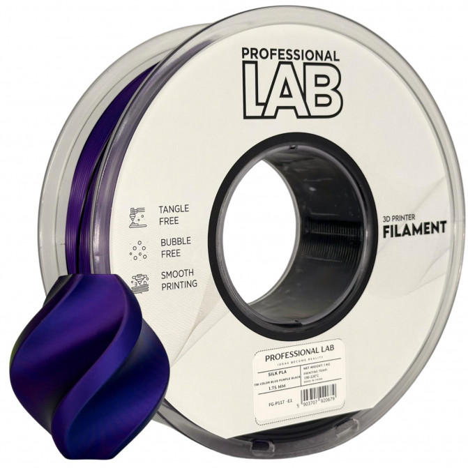 Нить для 3D-принтера ProfLab Silk FG-P117-E1, PLA, Blue-Purple-Black, 1.75 мм, 1кг