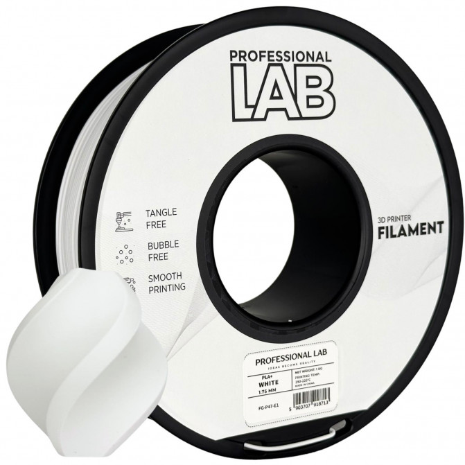 Нить для 3D-принтера ProfLab FG-P47-E1, PLA+, White, 1.75 мм, 1кг