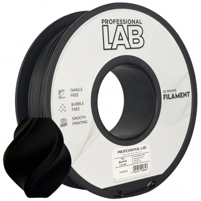 Нить для 3D-принтера ProfLab FG-P60-E1, PLA, Black, 1.75 мм, 1кг