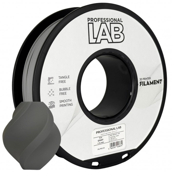 Нить для 3D-принтера ProfLab FG-P63-E1, PLA, Gray, 1.75 мм, 1кг