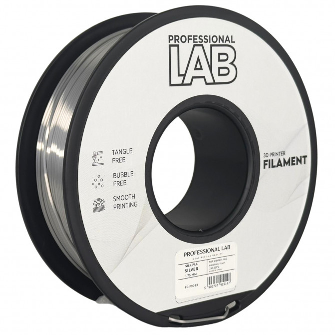 Нить для 3D-принтера ProfLab Silk FG-P90-E1, PLA, Silver, 1.75 мм, 1кг