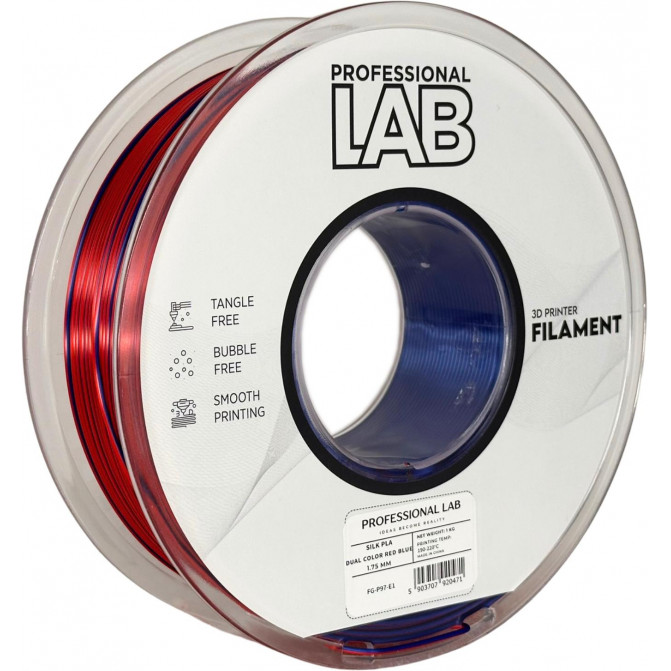 Нить для 3D-принтера ProfLab Silk FG-P97-E1, PLA, Red-Blue, 1.75 мм, 1кг