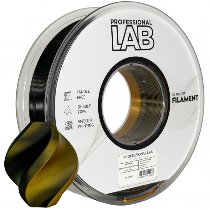 Нить для 3D-принтера ProfLab Silk FG-P98-E1, PLA, Black-Gold, 1.75 мм, 1кг