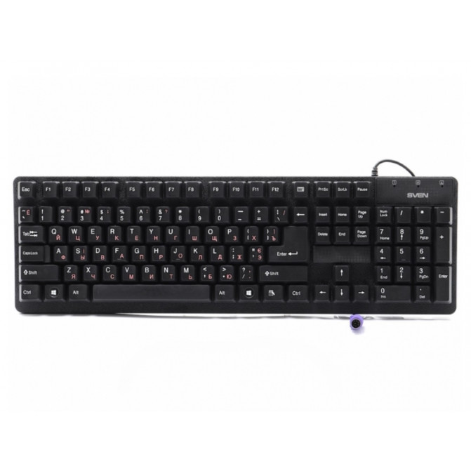 Клавиатура SVEN Standard 301, Keyboard, Key calculator, USB, Black