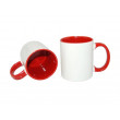 Cană albă  pentru sublimare, сu interior și mâner roșu 11oz