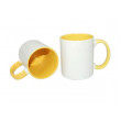 Cană albă  pentru sublimare сu interior și mâner galben 11oz