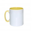 Cană albă  pentru sublimare сu interior și mâner galben 11oz