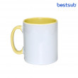 Cană albă  pentru sublimare сu interior și mâner galben 11oz