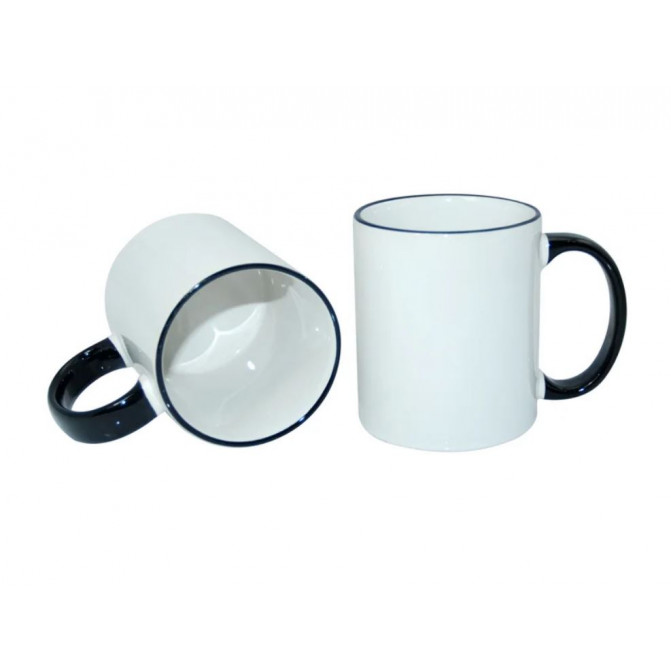 Cană pentru sublimare cu interior și mâner negru 11oz B11BA-02