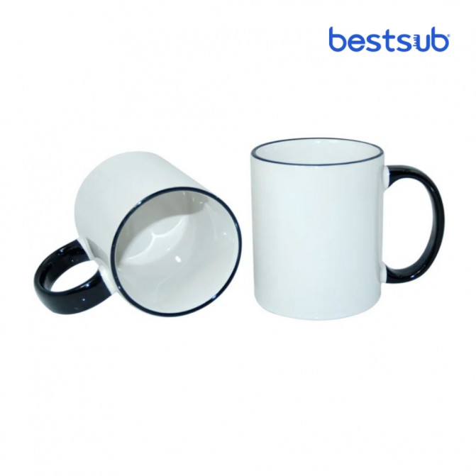 Cană pentru sublimare cu interior și mâner negru 11oz B11BA-02