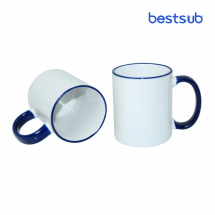 Cană pentru sublimare cu interior și mâner albastru 11oz B11BA-06