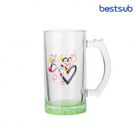 Păhar pentru bere pentru sublimare 16oz Clear Beer Mug(Green Bottom)