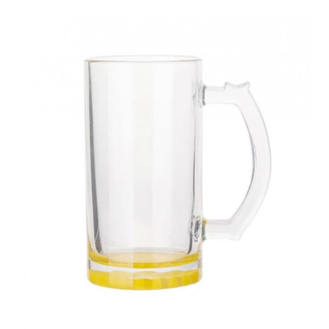 Cană pentru sublimare 16oz transparenta din sticla de bere cu fundul galben