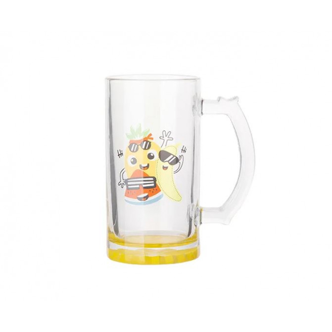 Cană pentru sublimare 16oz transparenta din sticla de bere cu fundul galben