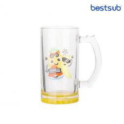 Păhar pentru bere pentru sublimare 16oz Clear Beer Mug(Yellow Bottom)