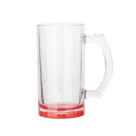 Бокал пивной для сублимации 16oz Clear Glass Beer Mug(Red Bottom)