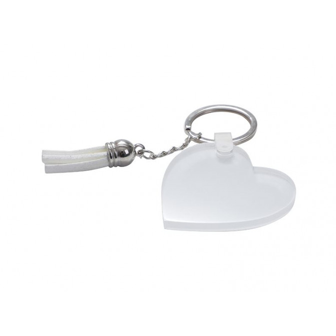 Breloc acrilic pentru sublimare in forma de inima cu ciucuri (50mm*50mm*0.4cm) AKYA06N-LSWH