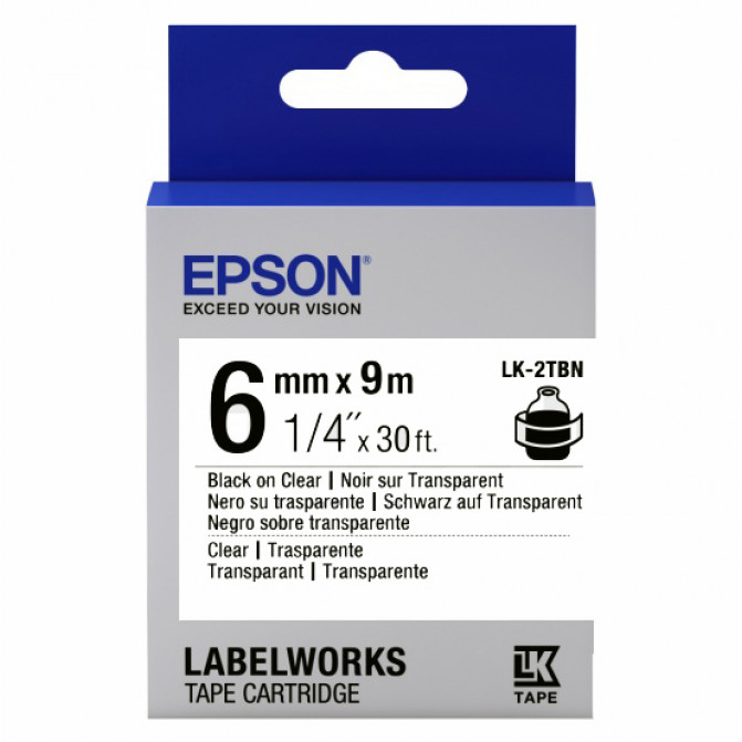 Cartuş Label Epson LK-2TBN Transparent Blk/Clear 6/9 original