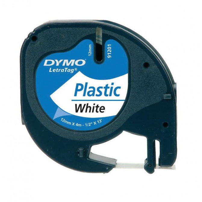 Картридж с лентой Label Dymo 91201 LetraTag Plastic White/Black 12mm*4m Prospect