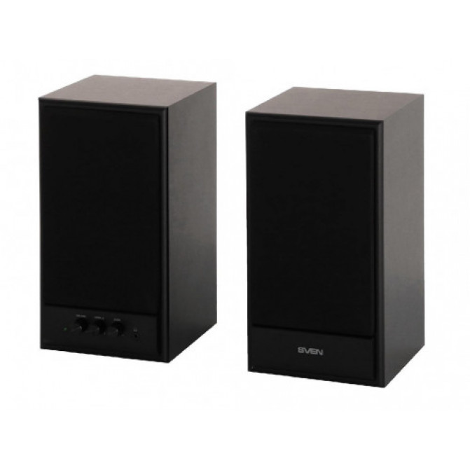Boxe SVEN SPS-702 Black leather,  2.0 / 2x20W RMS, headphone jack, wooden, (4"+3/4")