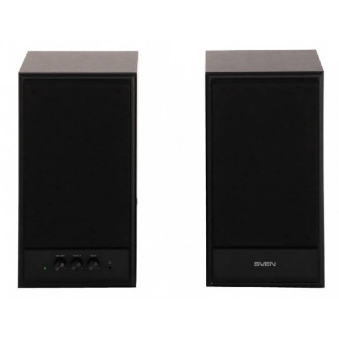 Boxe SVEN SPS-702 Black leather,  2.0 / 2x20W RMS, headphone jack, wooden, (4"+3/4")