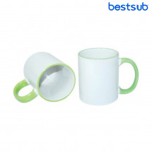 Cană pentru sublimare cu interior și mâner verde deschis 11oz