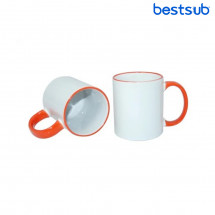 Cană pentru sublimare cu interior și mâner Portocaliu 11oz