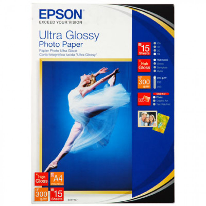 Фотобумага A4 300 гр Ultra Глянцевая 15 листов Epson C13S041927
