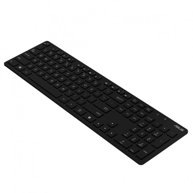 Tastatura + Mouse Wireless Asus W5000, 13 Fn keys, Ultra thin, Metal-like finish, Silent, 800-1600dpi, 3 buttons, 1xAA/2xAAA, 2.4Ghz, EN/RU, Black