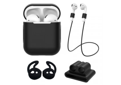 Husă de protecție și set pentru AirPods  (Black)
